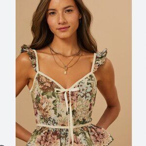 Altar'd State Floral Tapestry Corset Top Baroque Coquette Girl Peplum Sz XL